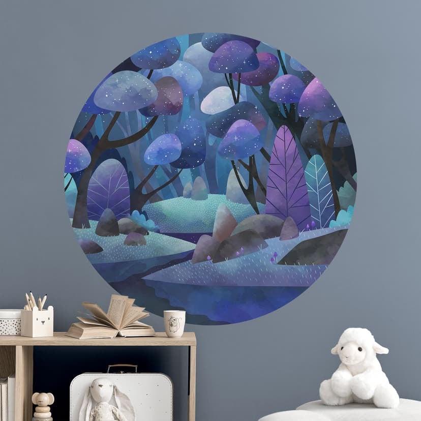 Naklejka na ścianę Zaczarowany las w kolorze granatowym - DigitalArtsi - Round