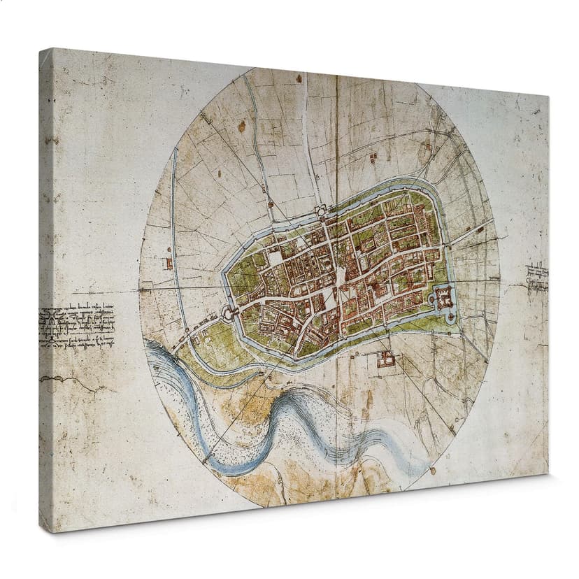 Obraz na płótnie da Vinci - Mapa miasta Imola