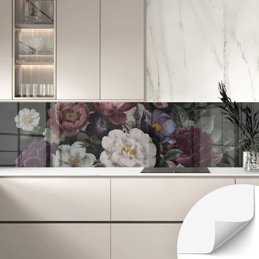 Samoprzylepny panel ścienny do kuchni Kwiaty martwa natura w stylu redouté - Bloomery Decor