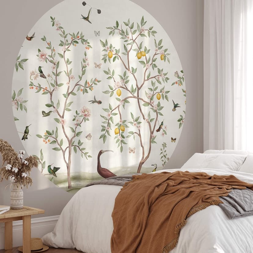 Sir Edward - Lemon Tree Chinoiserie - Fototapeta okrągła - tapeta flizelinowa/tapeta flizelinowa sam