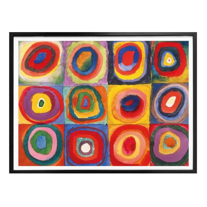 Plakat Kandinsky - Studium kolorów: kwadraty i koncentryczne pierścienie