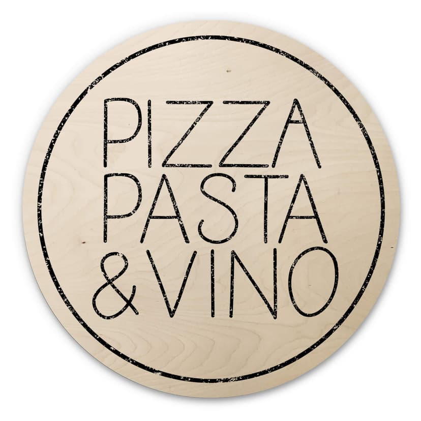 Obraz drewniany Pizza Pasta & Vino biały - okrągły
