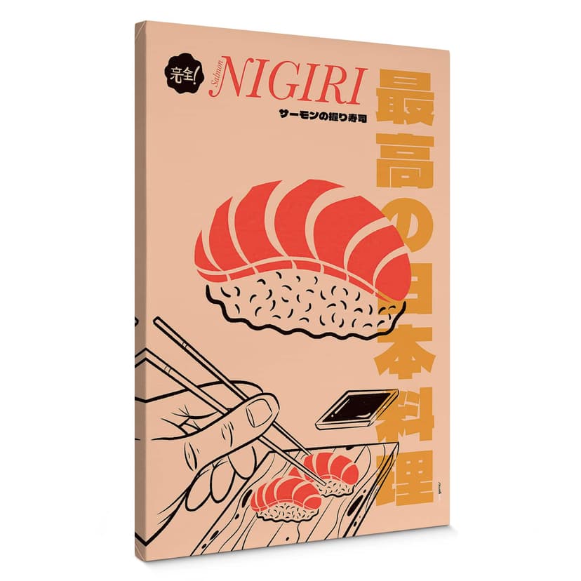 Obraz na płótnie Kuchnia japońska Vintage - Sushi Salmon - Gomes