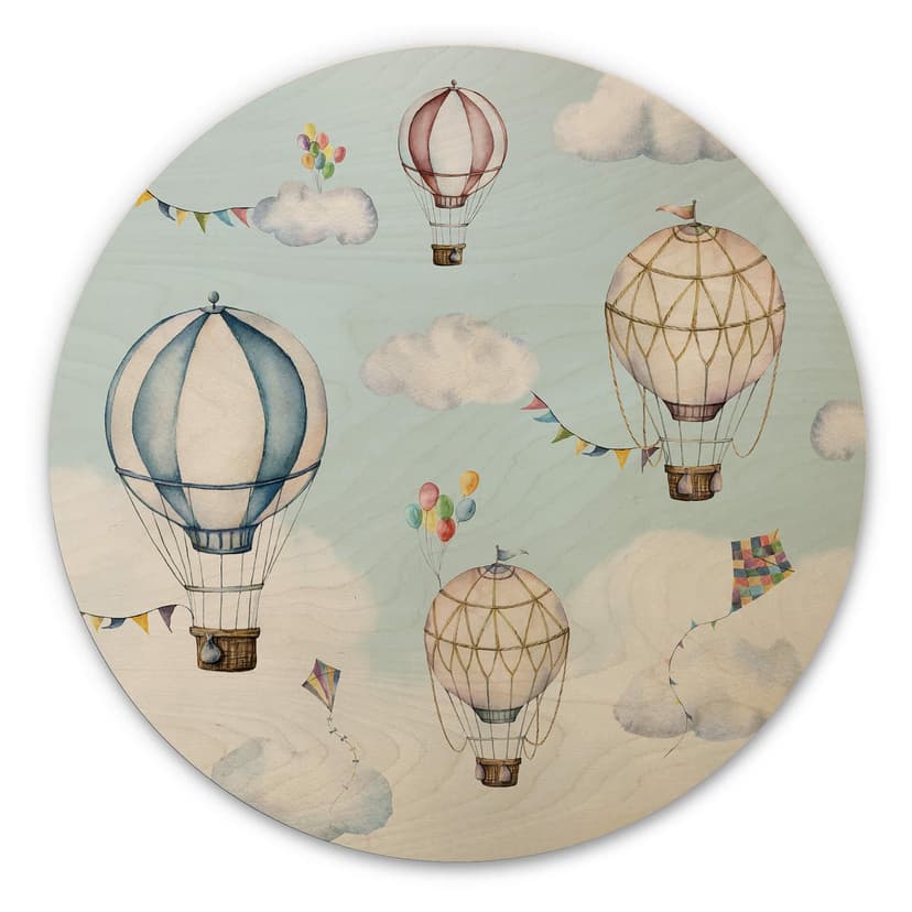 Obraz drewniany Oliver Robins - Balloon Bonanza - okrągły