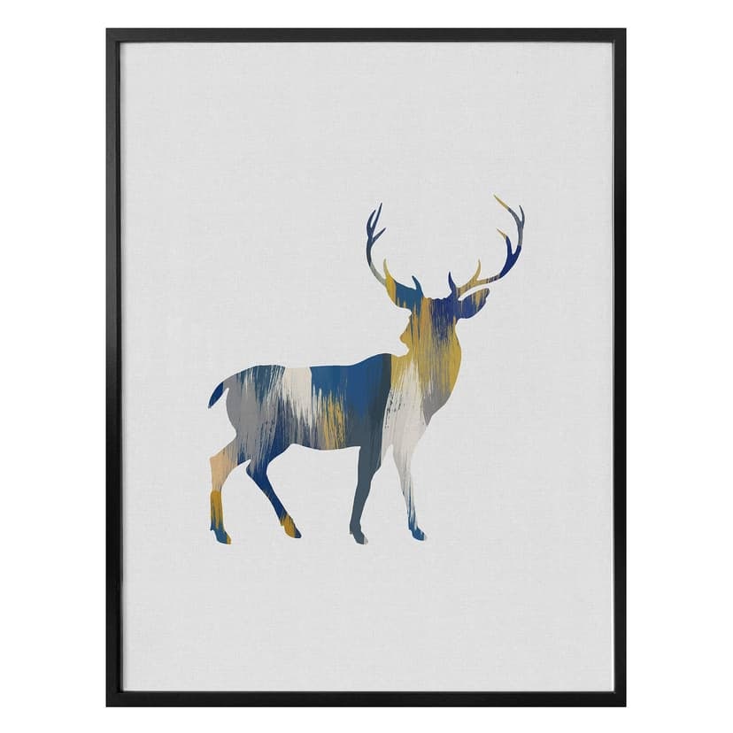Plakat Orara Studio - niebieski i żółty jeleń
