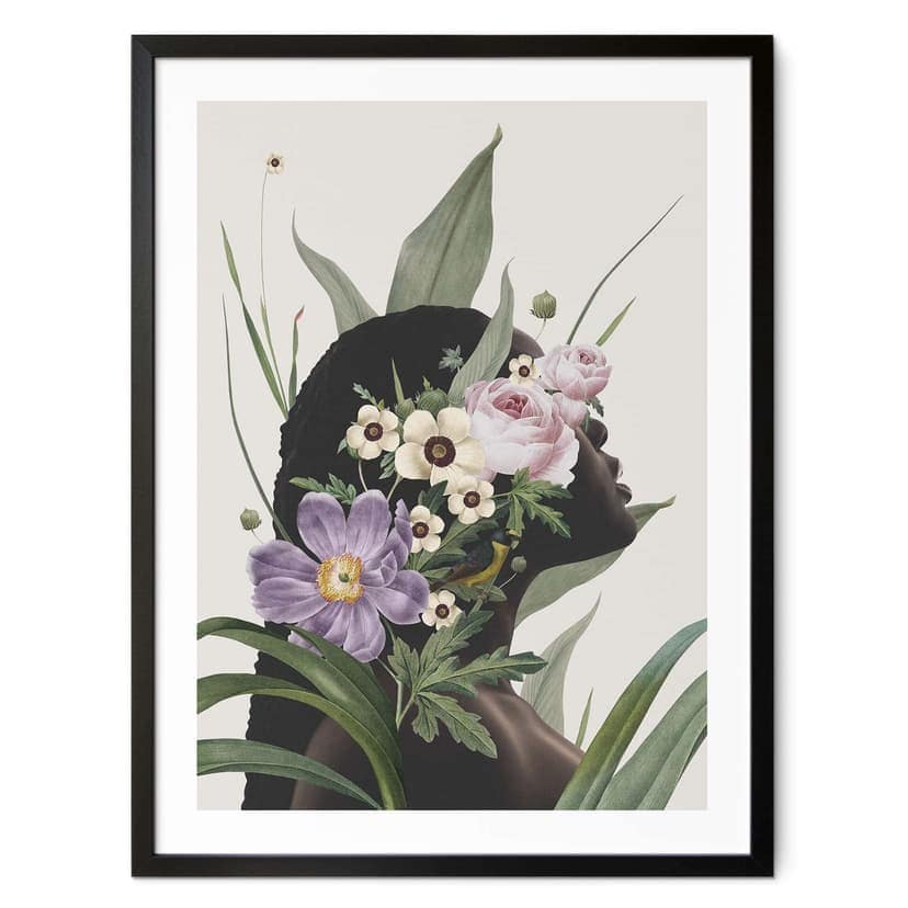 Plakat Frida Floral Studio - Sylwetka kobiety z fioletowymi kwiatami