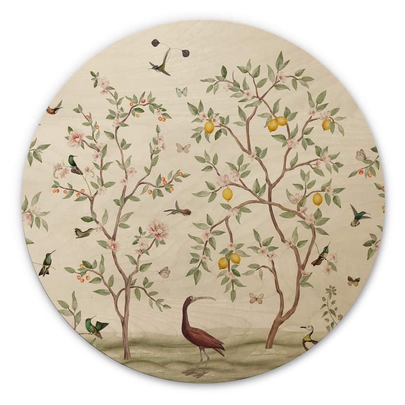 Obraz drewniany Sir Edward - Drzewo cytrynowe Chinoiserie - Okrągły