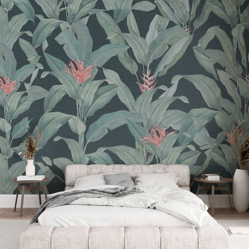 Rośliny dżungli - Urban Jungle Tropical Leaves Zielona Fototapeta - Bloomery Decor