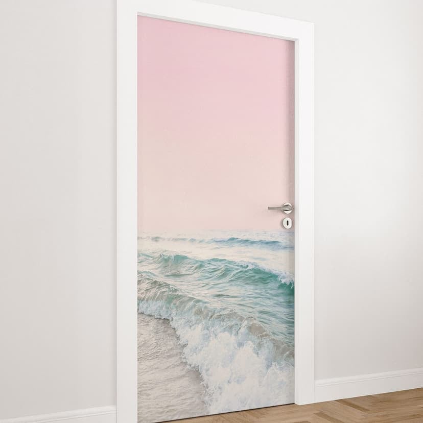 Folia na drzwi Różowe niebo nad morzem - Sisi & Seb - Samoprzylepna dekoracja drzwi