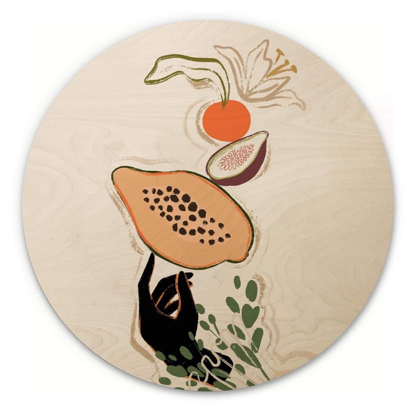 Obraz drewniany Arty Guava - Papaya Balance - Okrągły