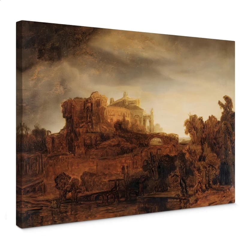 Obraz na płótnie Rembrandt - Pejzaż z zamkiem