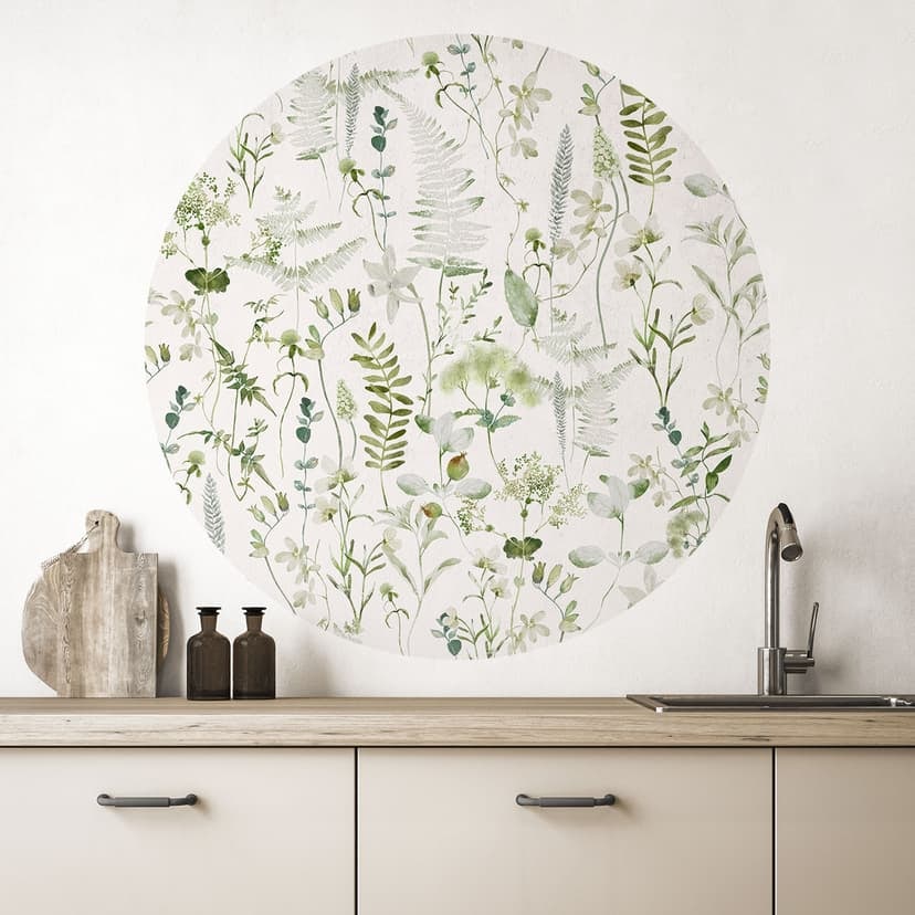 Naklejka na ścianę zioła i polne kwiaty - UN Designs - Okrągła