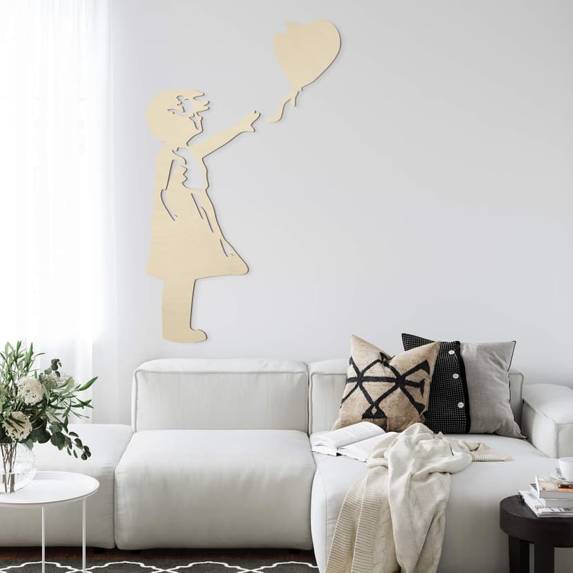 Dekoracja drewniana Topola - Banksy - Dziewczynka z czerwonym balonikiem (2 szt.)