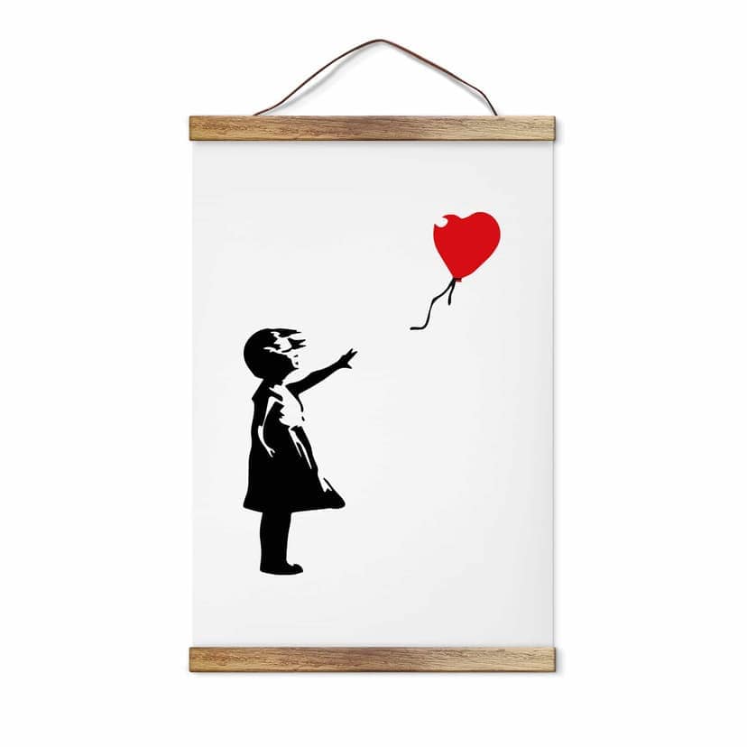 Płótno, obraz tkaniny do powieszenia Banksy - Dziewczynka z czerwonym balonikiem