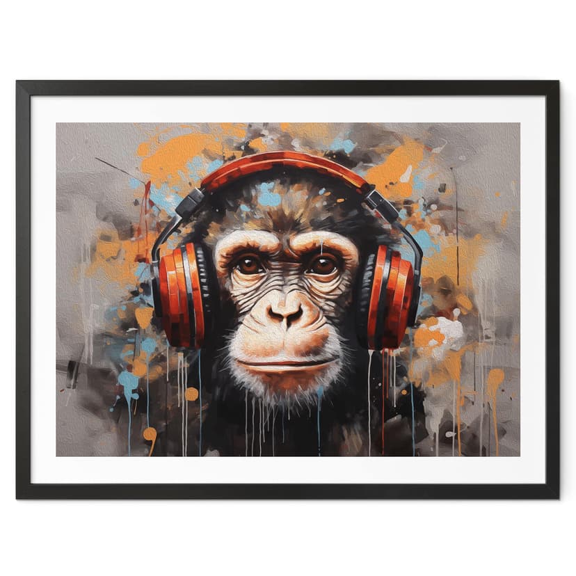 Plakat DJ małpa ze słuchawkami - Magnusson