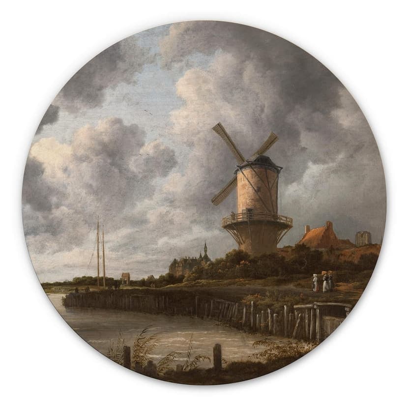 Obraz drewniany Van Ruisdael - Wiatrak z Wijk - Okrągły