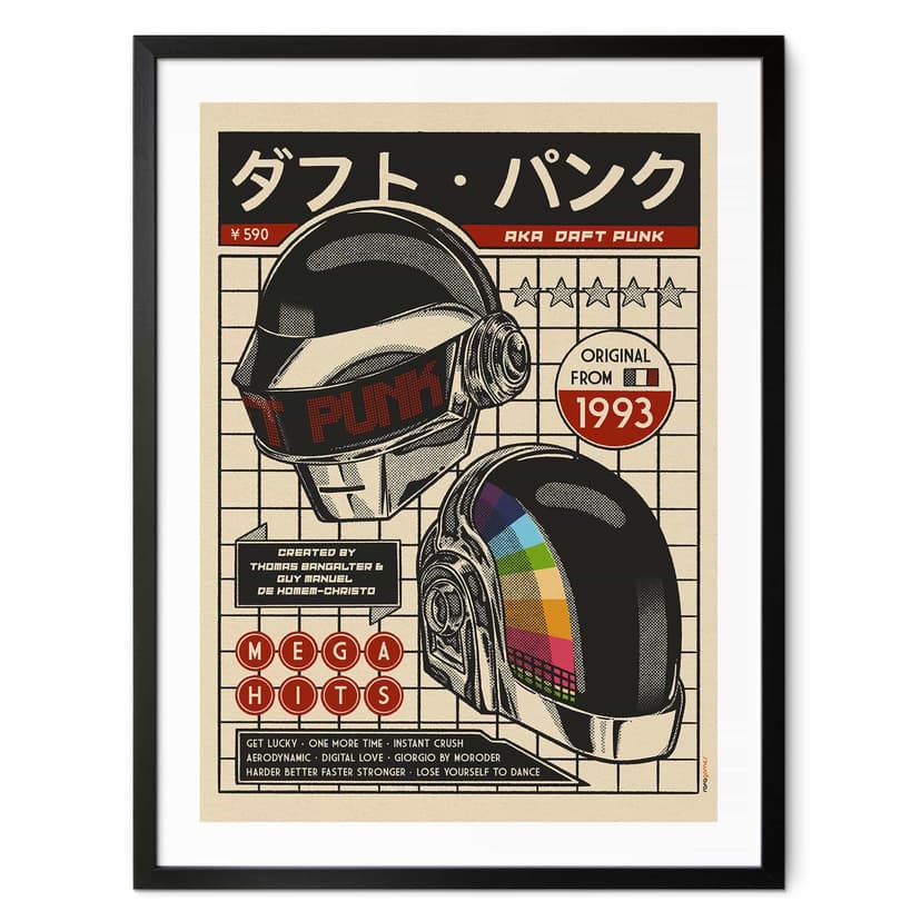 Plakat pop art print inspirowany Daft Punk - Gomes