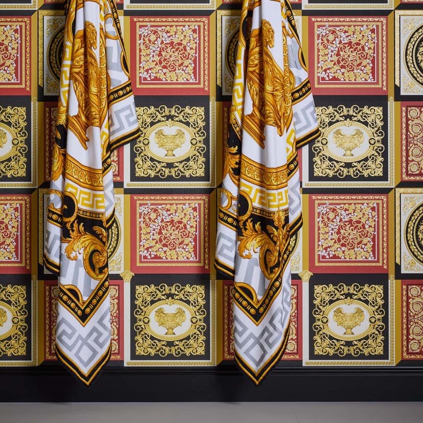 Luksusowa tapeta Versace Home czerwone złoto czarny designerski wzór tapety klasyczny barok