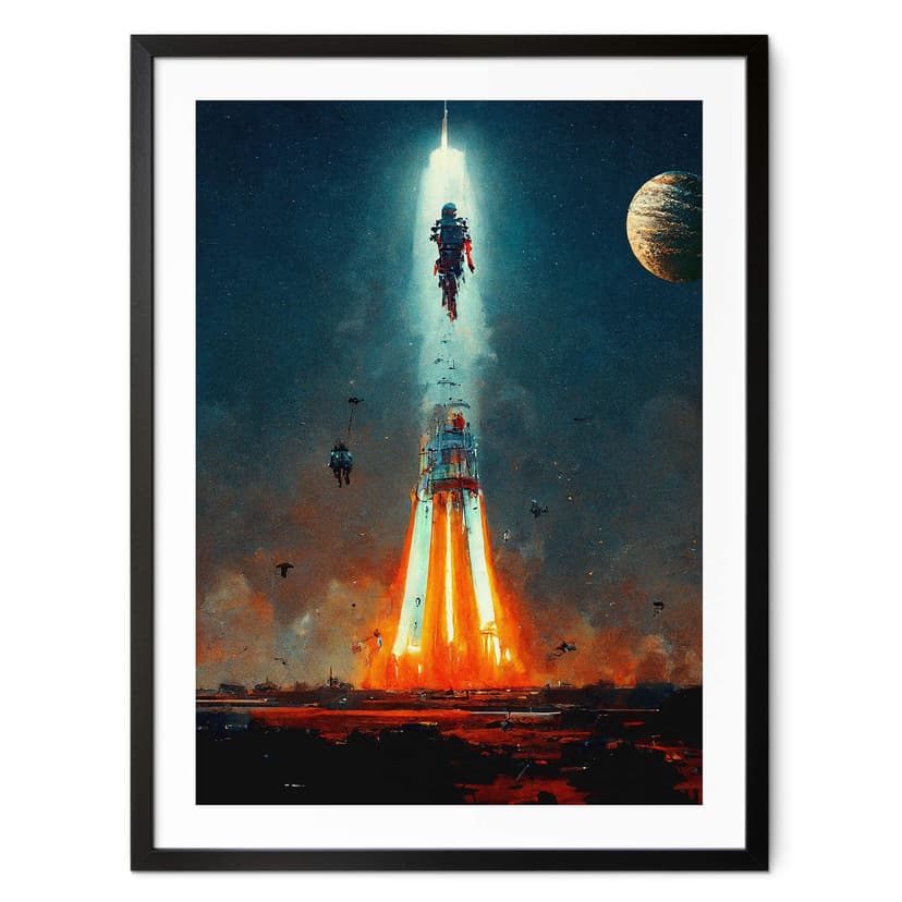 Plakat Heine - W kosmos - Start rakiety - Astro Cruise