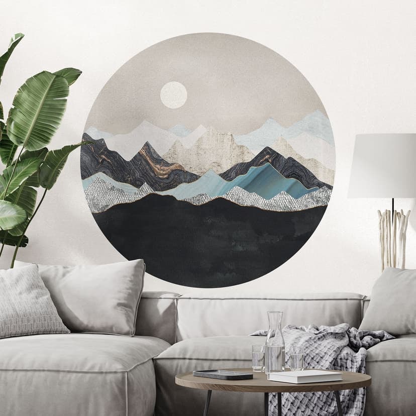 Naklejka na ścianę spokojny górski krajobraz o zmierzchu - SpaceFrog Designs - Round