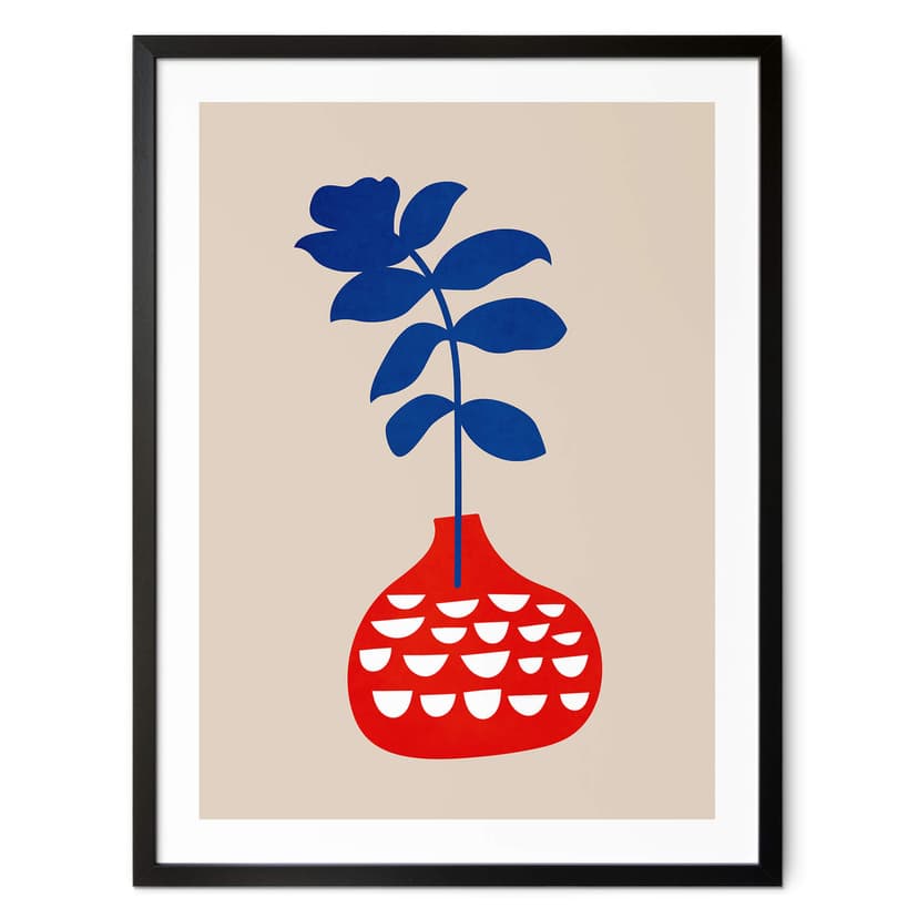 Plakat Kubistika - Dziki kwiat w czerwonym wazonie