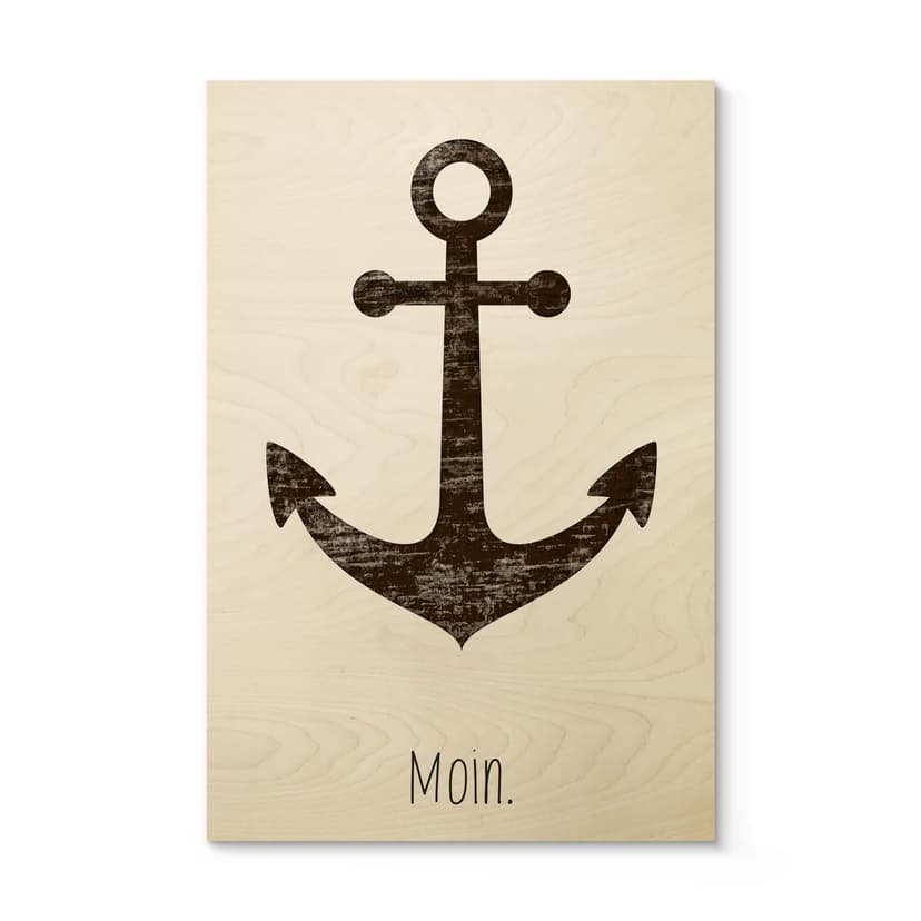 Plakat drewniany Moin z kotwicą - Shabby