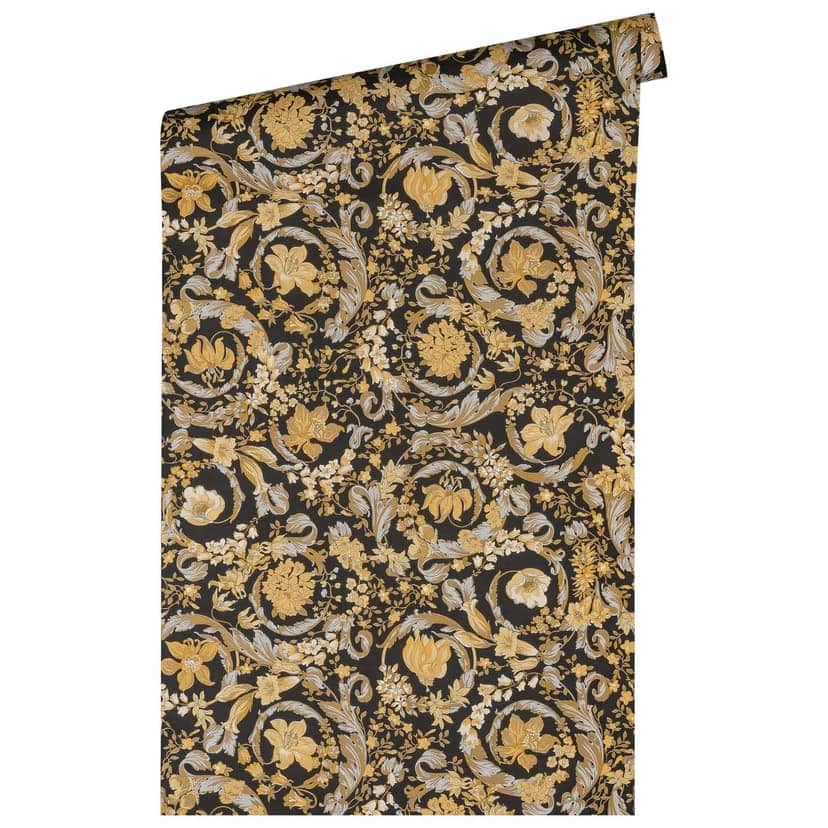 Versace Home Design tapeta kwiatowy wzór tapeta złoty czarny wzór tapeta włóknina