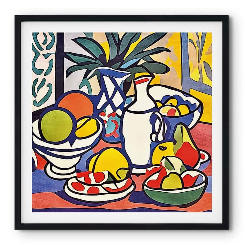 Plakat Mleko i owoce - inspirowany Matisse'em - Zamart - Kwadrat