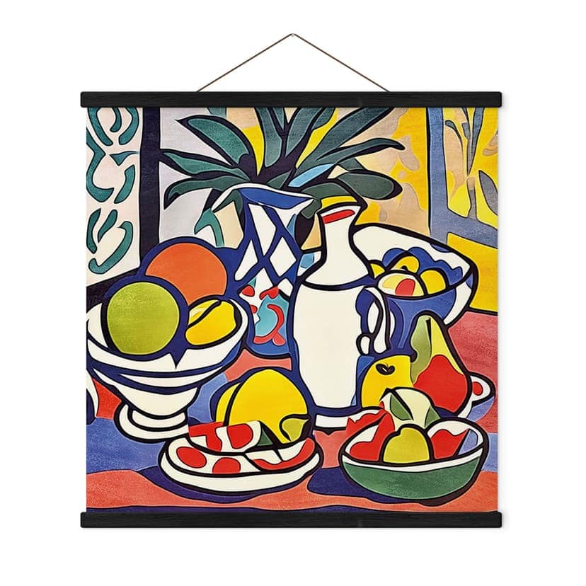 Obraz tkaniny Mleko i owoce - Inspirowany Matisse - Zamart - Kwadratowy
