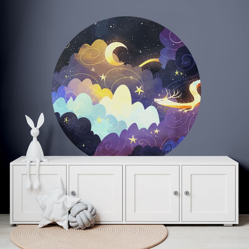 Naklejka na ścianę lot latawca przez gwiaździste chmury - DigitalArtsi - Round