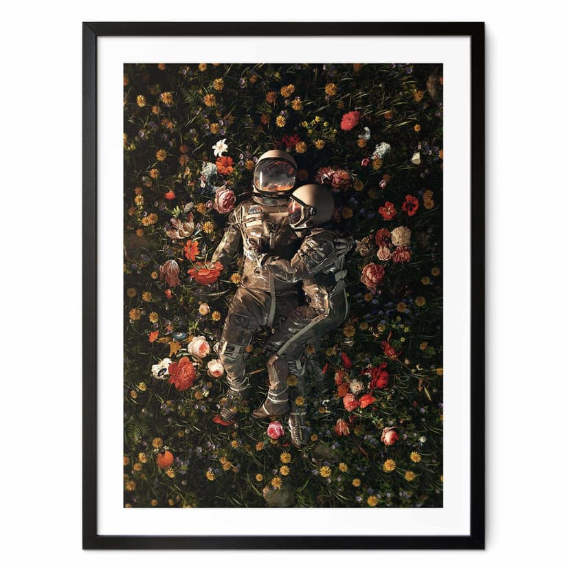 Plakat Astronauci na ukwieconej łące - Nicebleed