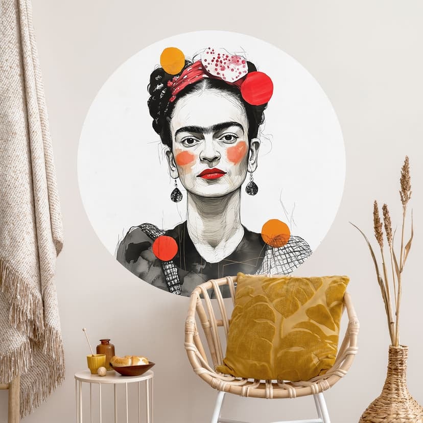 Frida Kahlo pop art portret fototapeta na ścianę - Jaszke - Round