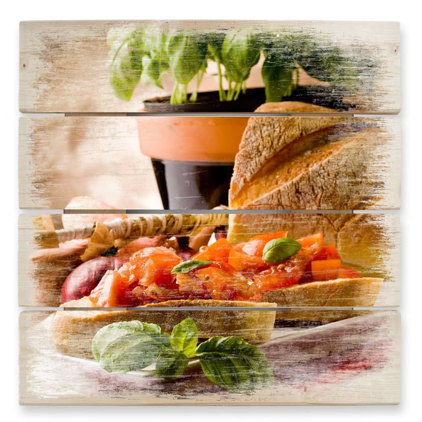 Obraz drewniany Bruschetta all'Italiana - 40x41,5 cm
