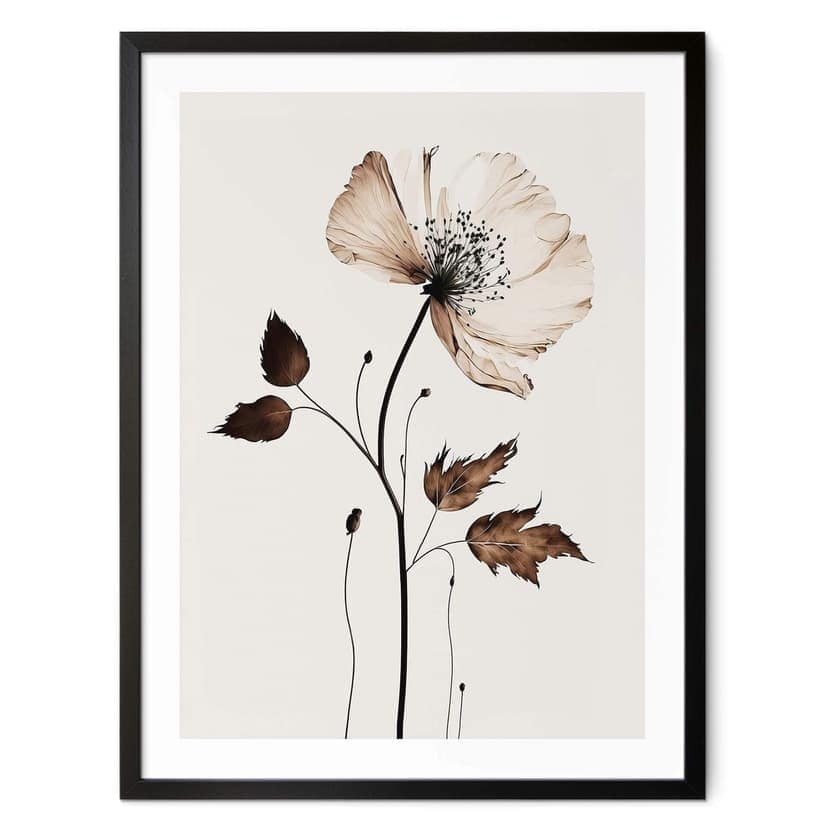 Plakat kwiatowy - suszony kwiat w kolorze kremowym - Treechild