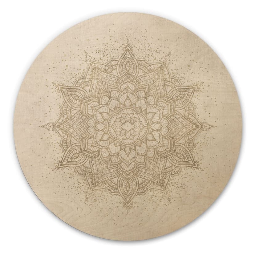Obraz drewniany Boho o wyglądzie lnu - Bloomery Decor - Okrągły