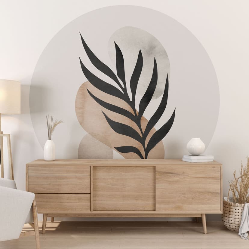 Fototapeta z botaniczną sylwetką i ozdobną geometrią - Costa - Round - tapeta flizelinowa/tapeta fli