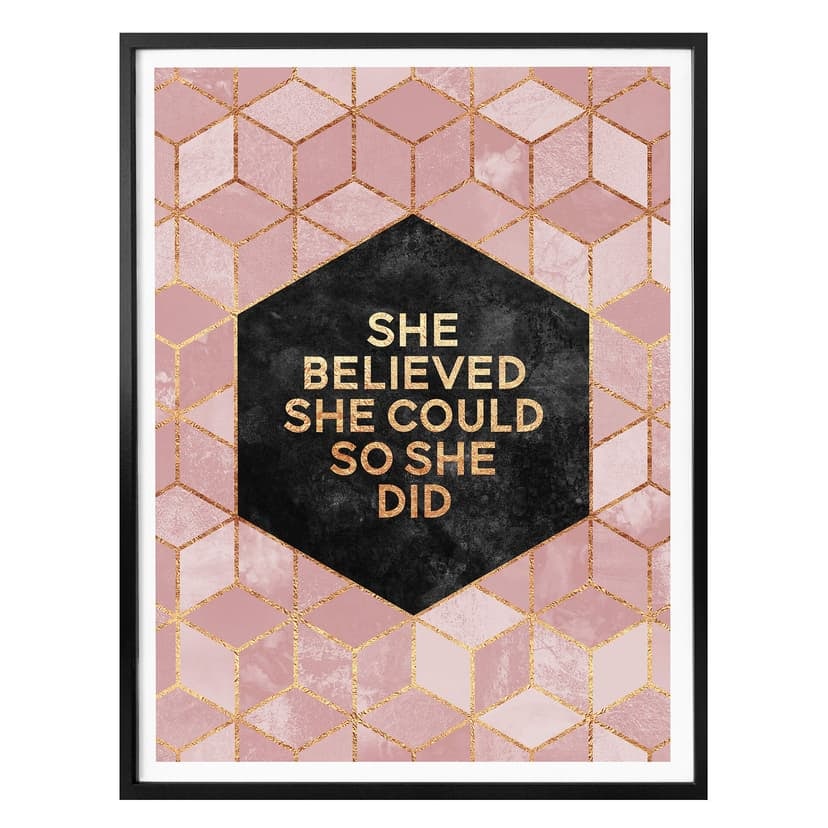 Plakat Fredriksson - She Believed - różowy