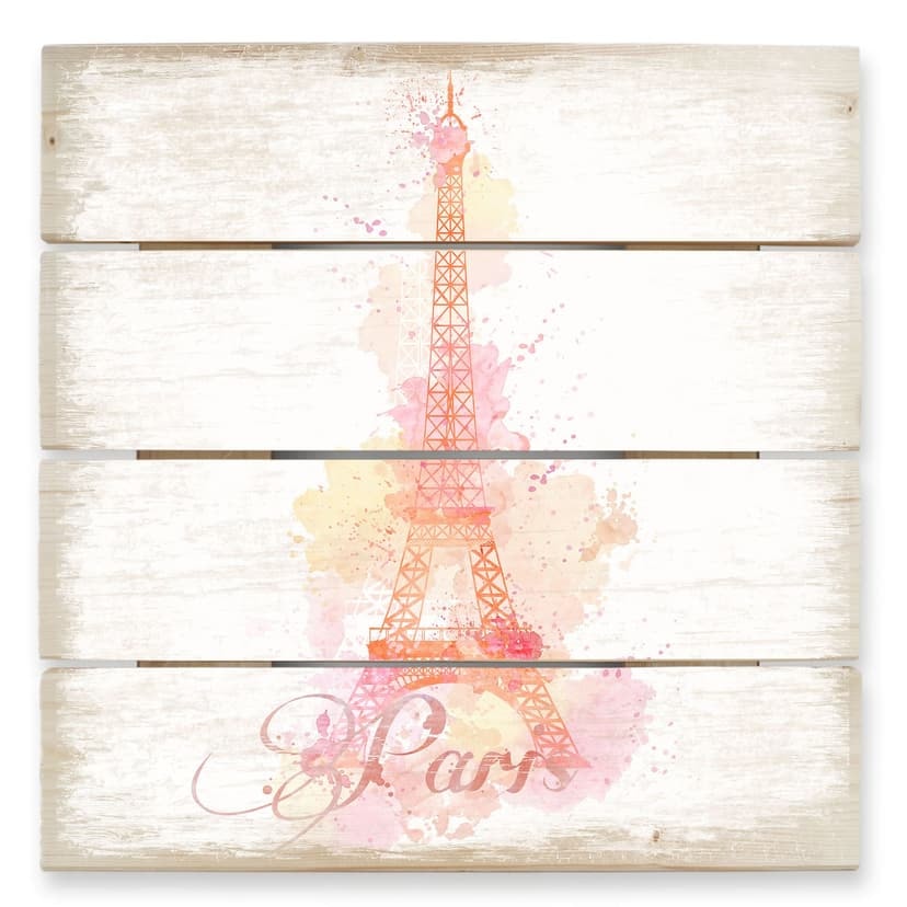 Obraz drewniany La Tour Eiffel akwarela - 40x41,5 cm