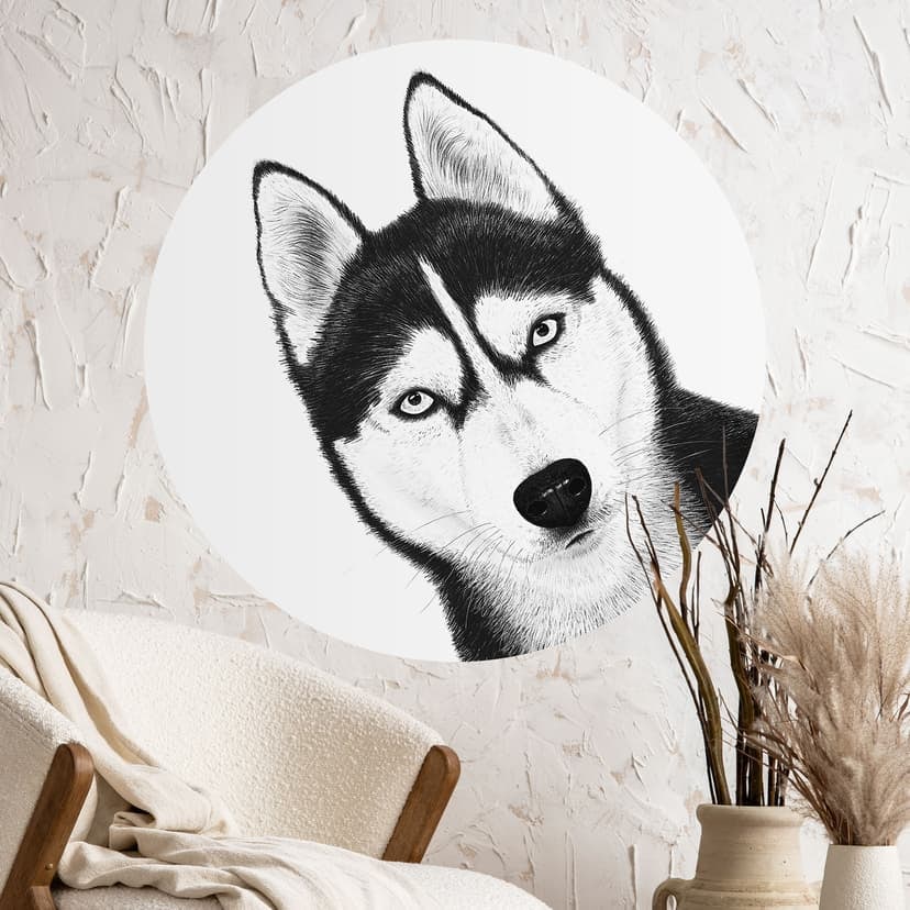 Naklejka na ścianę Siberian husky - portret psa - Korenkova - okrągła