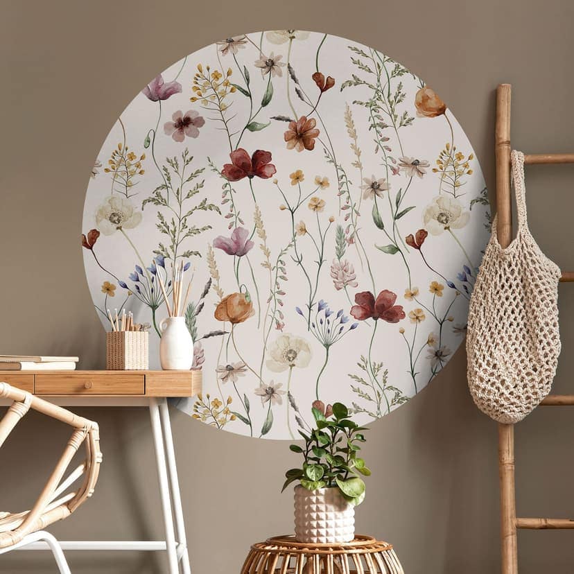 Naklejka na ścianę kolorowe kwiaty - UN Designs - Okrągła