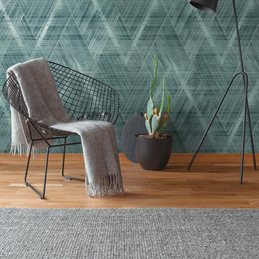 Tapeta graficzny wzór zielona geometryczna tapeta włókninowa do salonu, kuchni