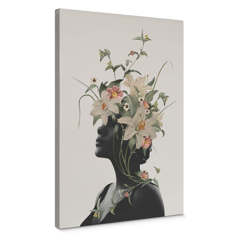 Obraz na płótnie Frida Floral Studio - Sylwetka kobiety z kwiatami lilii