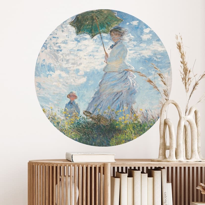 Naklejka na ścianę Monet - Kobieta z parasolem - Madame Monet i jej syn - Okrągła