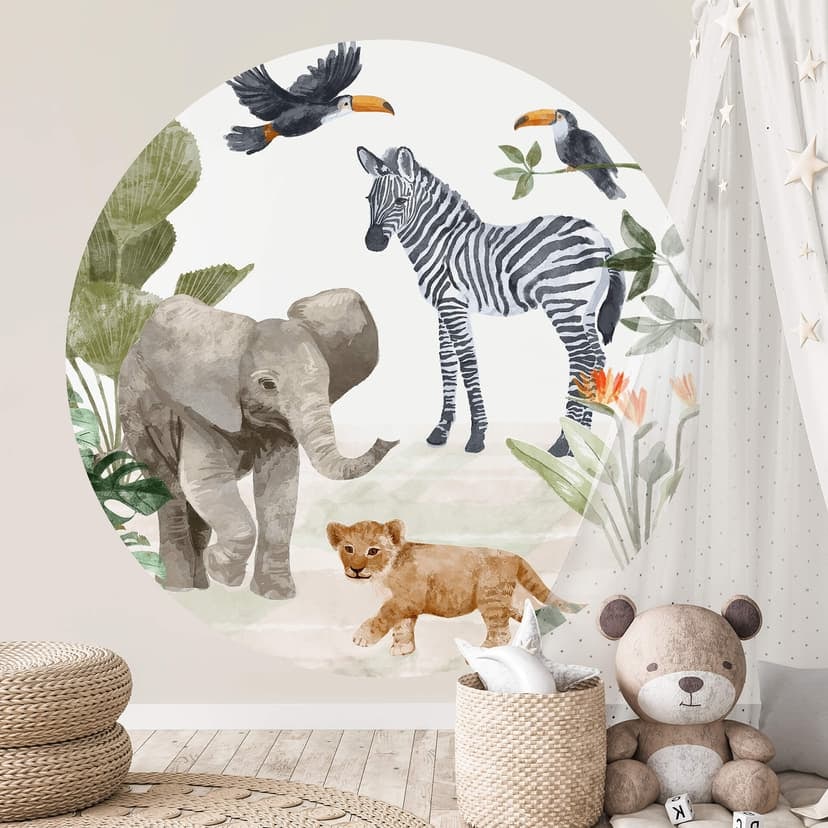 Goed Blauw - Jungle babies - Fototapeta okrągła - tapeta flizelinowa/tapeta flizelinowa samoprzylepn