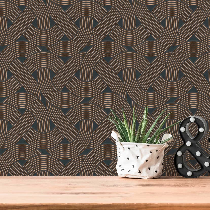 Tapeta flizelinowa w stylu art deco czarne złoto - tapeta graficzna z wzorem linii