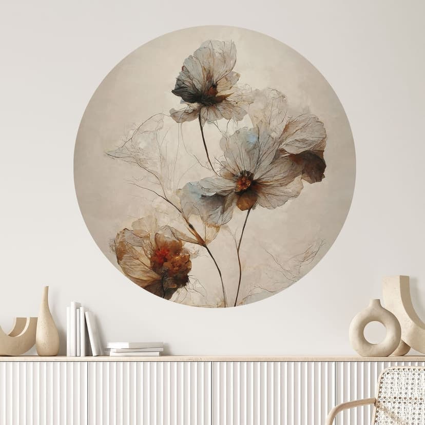 Naklejka na ścianę suszone kwiaty - Elegancja przemijania - Treechild - Round