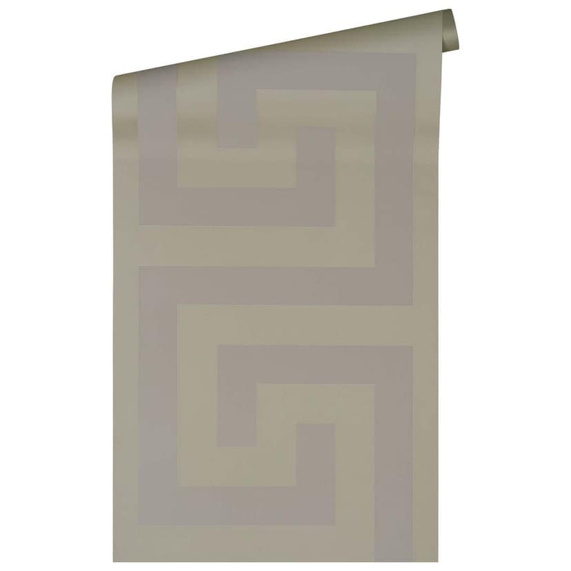 Versace Home tapeta z włókniny meander wzór luksusowa designerska tapeta geometryczna srebrnoszara