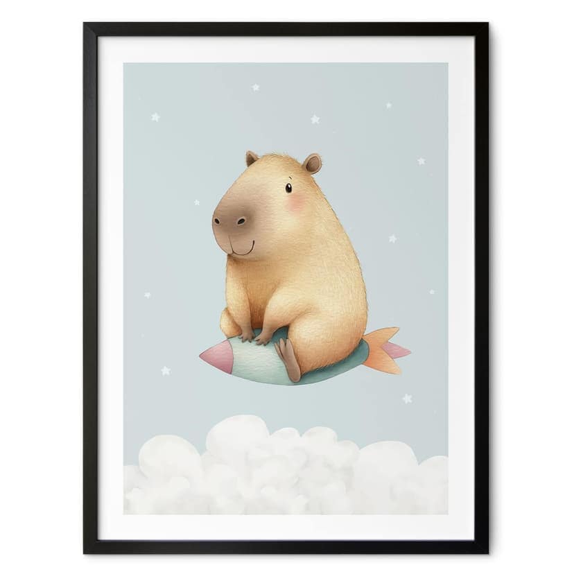 Plakat dla dzieci Kapibara w kosmosie - Gwiezdne marzenie