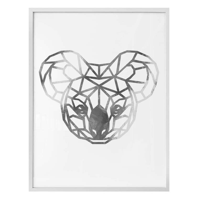 Plakat - Origami Koala - srebrny wygląd