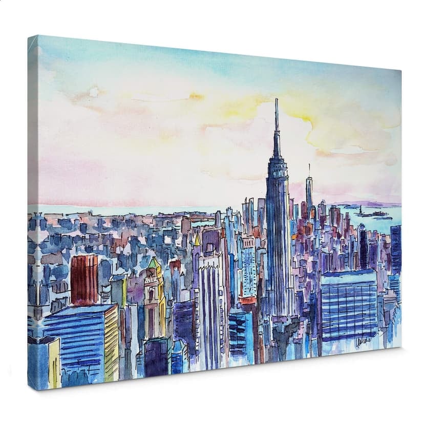 Obraz na płótnie Bleichner - Manhattan Skyline - Akwarela